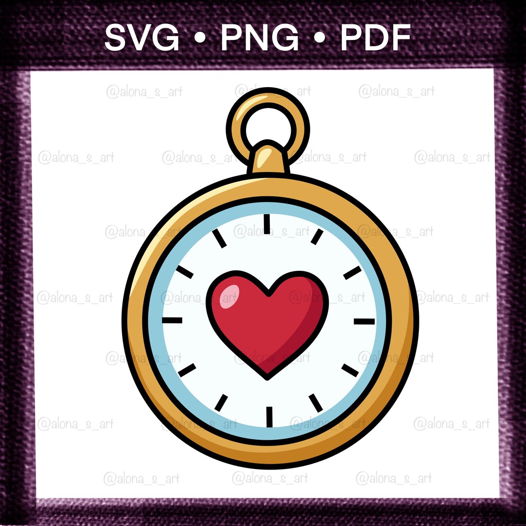 Valentines Day Golden Love Clock Sticker | PNG SVG PDF - Etsy