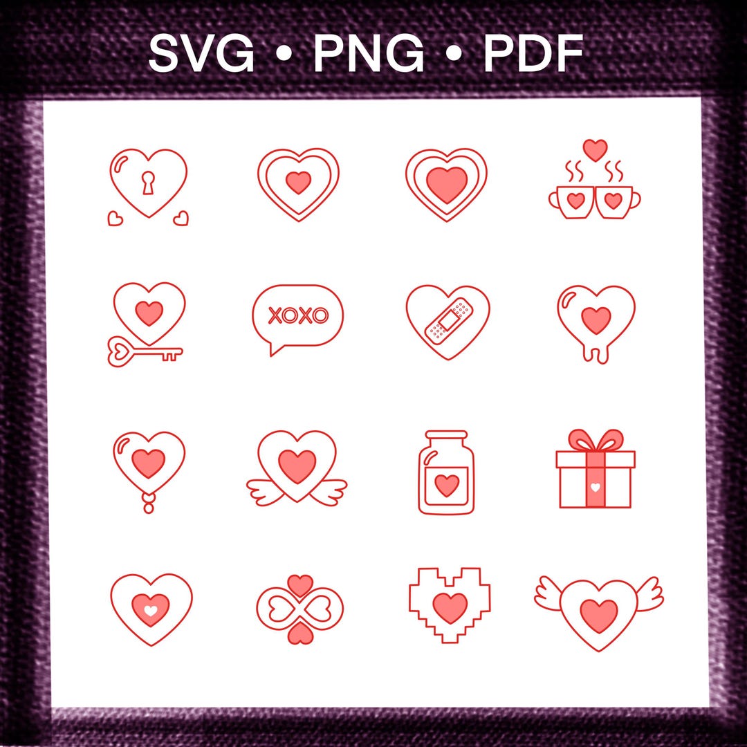 16+ Valentine Day SVG Bundle | PNG PDF Set for Cricut and Laser Cut - Etsy
