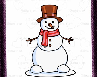 Impresión de muñeco de nieve navideño / PNG SVG PDF / Ilustración digital