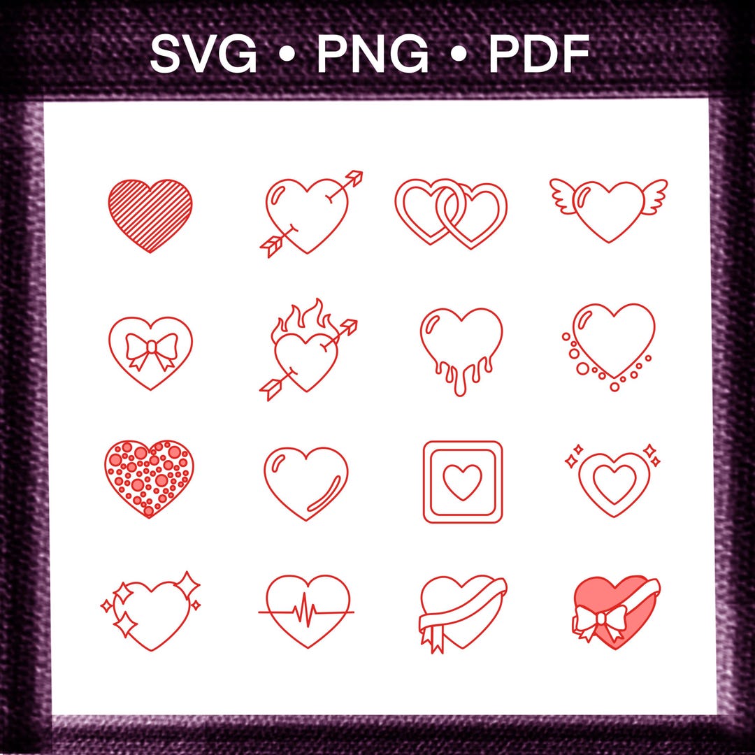16+ Valentines Day SVG Clipart, Heart PNG PDF Bundle for Cricut Laser ...