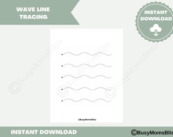 Wave Line Tracing for Toddlers | Calm Pre-Writing Worksheet | Fine Motor Skills Printable (Ages 18–36 Months)