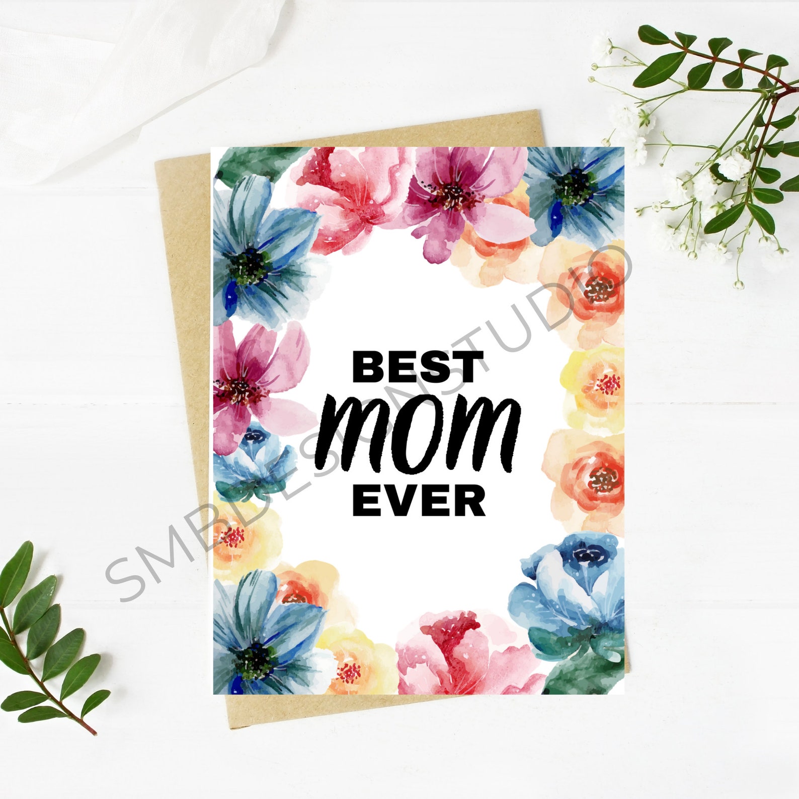 Best Mom Ever Printable Greeting Card Etsy