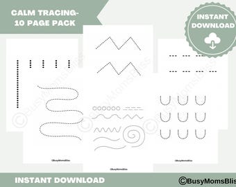 Toddler Tracing Worksheets | Calm Fine Motor Printable | Pre-Writing Activities | 10 Page Tracing Pack (Ages 18–36 Months)