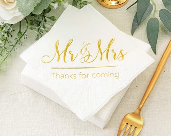 Wedding Napkins, Cocktail Napkins, Wedding Decorations, Table Scape, Mr & Mrs Napkins, Beverage napkins, Dessert Napkins, Engagement Party