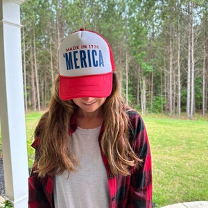 Merica Hat, 4th of July Hat, Labor Day Hat, America, USA. Trucker Hat, Made in 1776,  Patriotic Hat, Red White and Blue