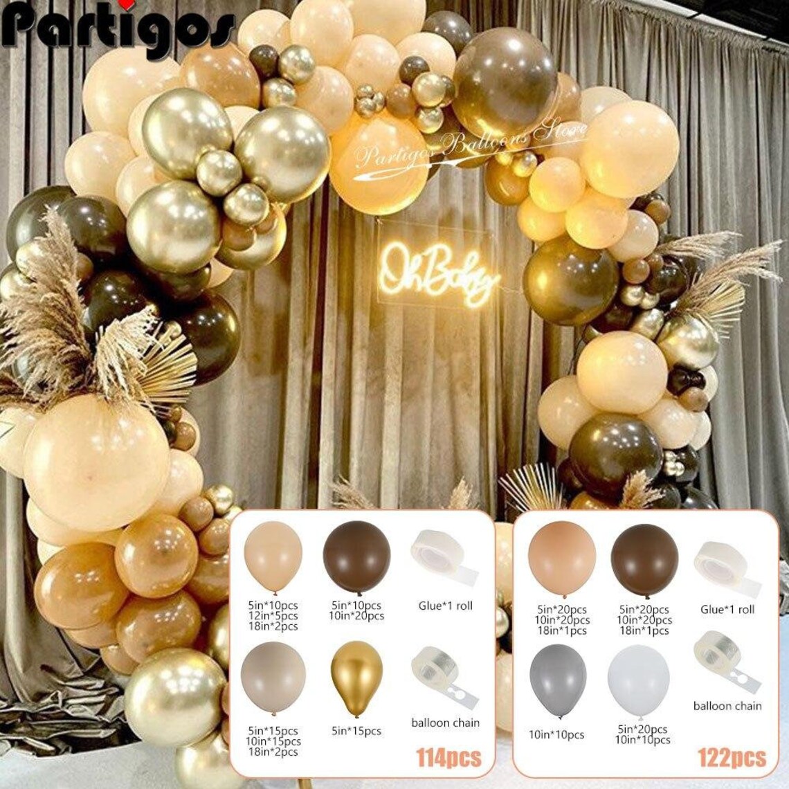 Balloon Arch Garland, Brown and Tan Balloons, Balloon Arch, Balloon