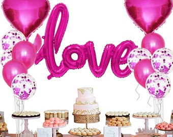 Love Balloons,  Confetti Balloons, Anniversary, Wedding Decorations, Bridal Shower, Valentine's Day, Wedding Photo Prop, Engagement Prop