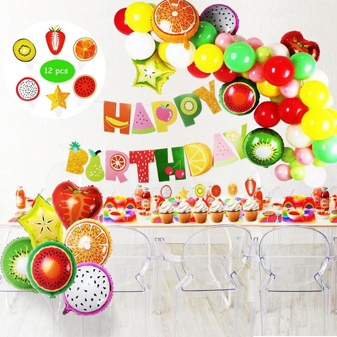 Kit Decorazioni Festa A Tema Frutta JOYMEMO – Palloncini, Striscione E Toppers Per Compleanno Tropicale Luau