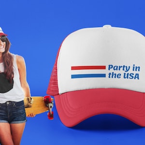 USA trucker hat, Party in the USA, Trucker hat, Patriotic, America, Red White and Blue Trucker hat, 4th of July, Independence Day, Merica