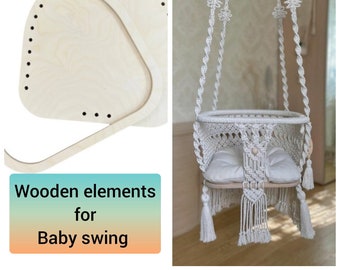 Wooden elements for children's macrame swing, DIY macrame swing, plywood base