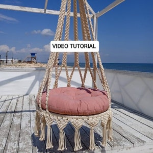 VIDEO tutorial Macrame hanging chair, DoItYourself LOTUS Swing for kids and adults, Step-by-step instruction for Hammock Meditation chair