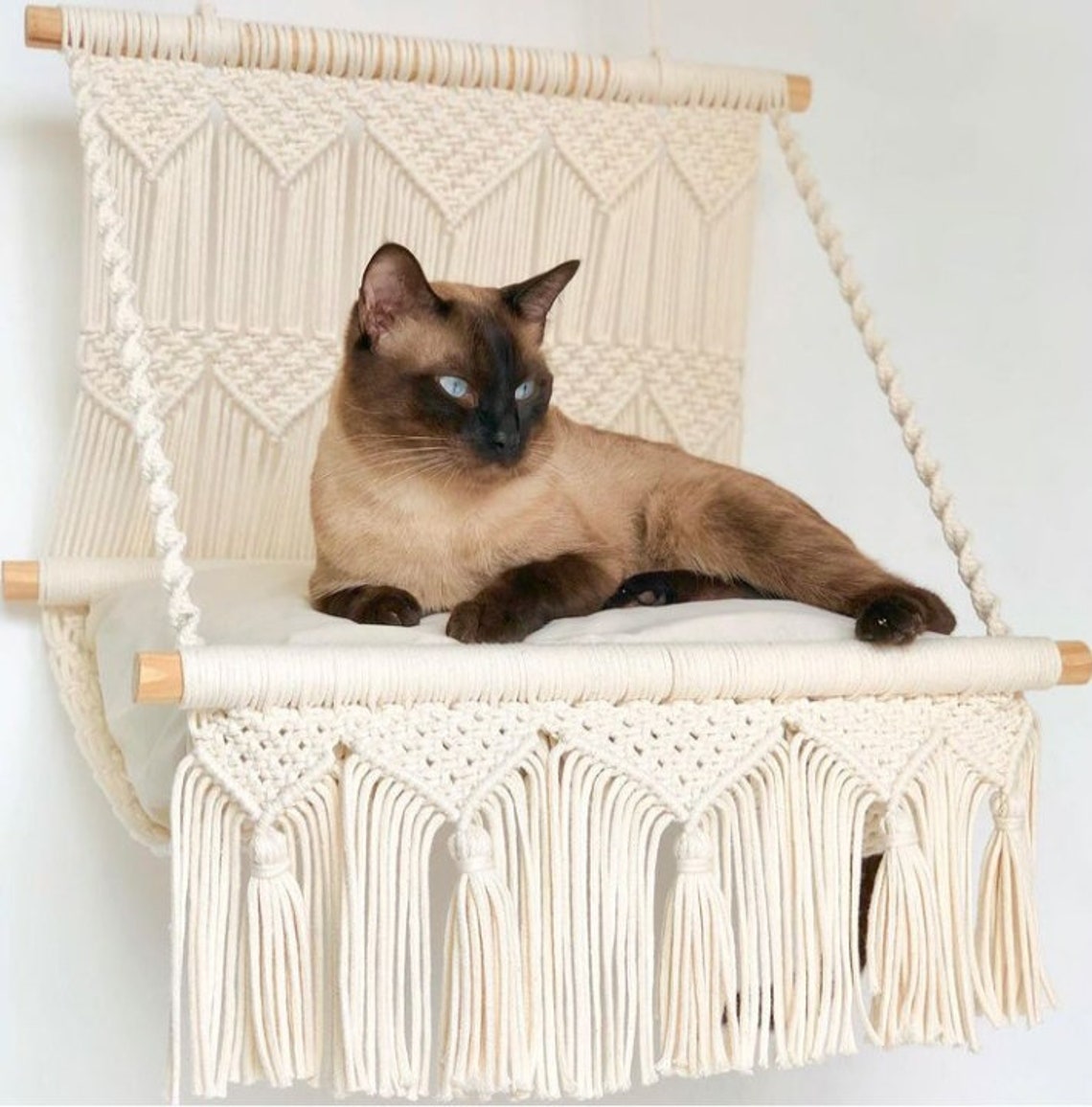 Macrame gato hamaca Colgar cama de gato Mascota pared muebles Etsy