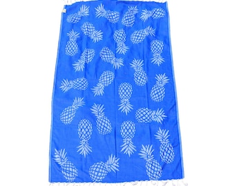 blue beach towel, pineapple towel, pineapple, beach wear, towel