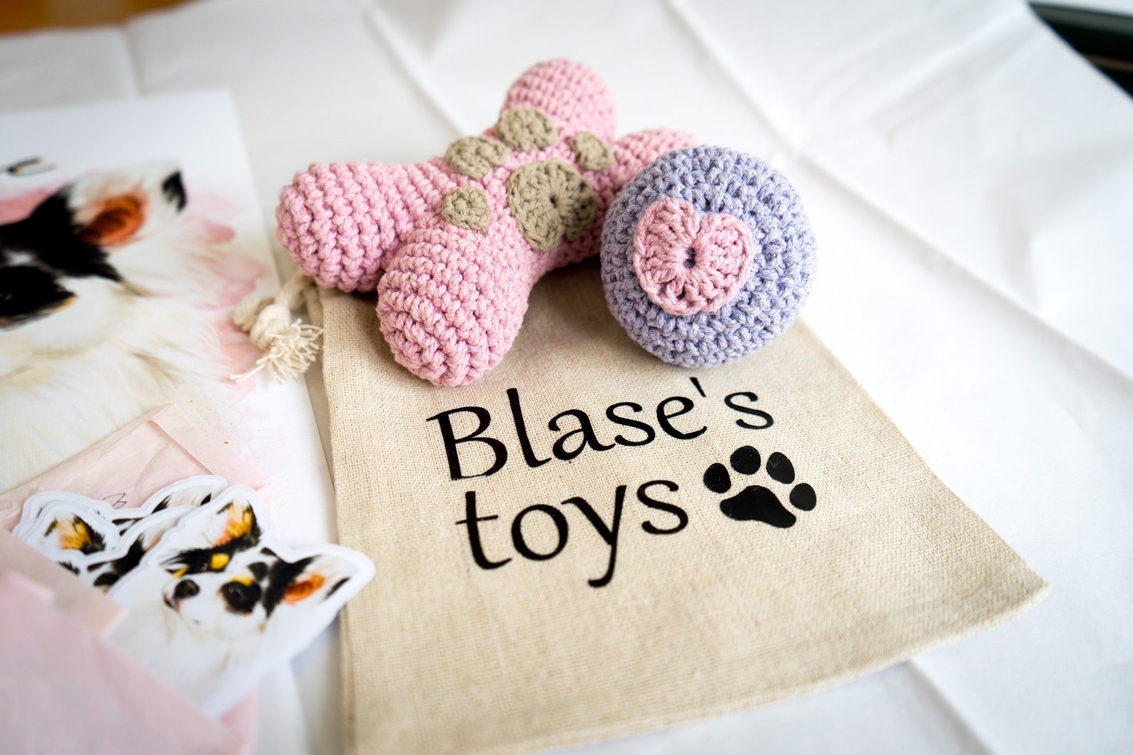 Dog Toy Bone Handmade Crochet Cotton robust chewing squeaker Etsy