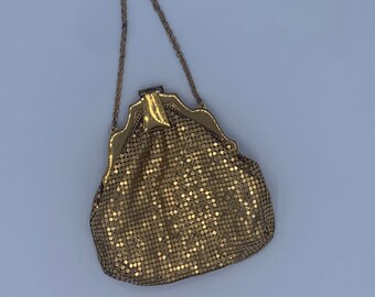 Vintage Whiting & Davis Gold Mesh Purse Bolso de noche Estilo Art Deco