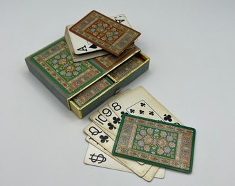 Vintage Congress Playing Cards Double Deck Green Orange Cel-U-Tone Finish