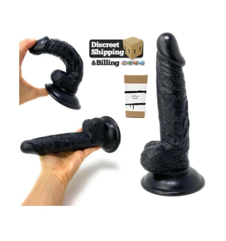 Realistic Suction Cup Jelly 7.7 Inch Black Dildo Waterproof Flexible G-spot Strong Flexible Hands-Free Strap On Compatible sex toys 