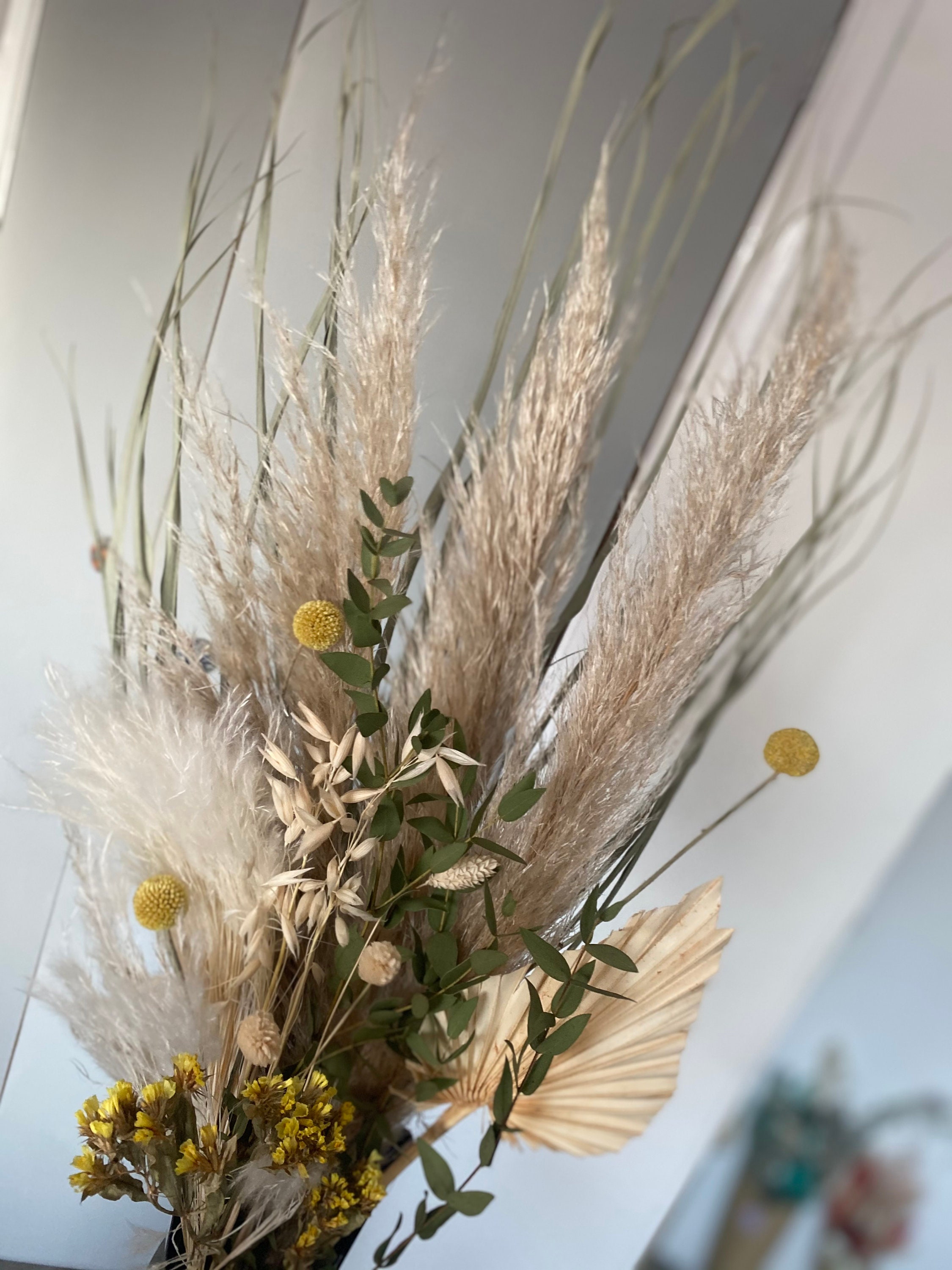 Natural green and yellow dried flower bunch Etsy