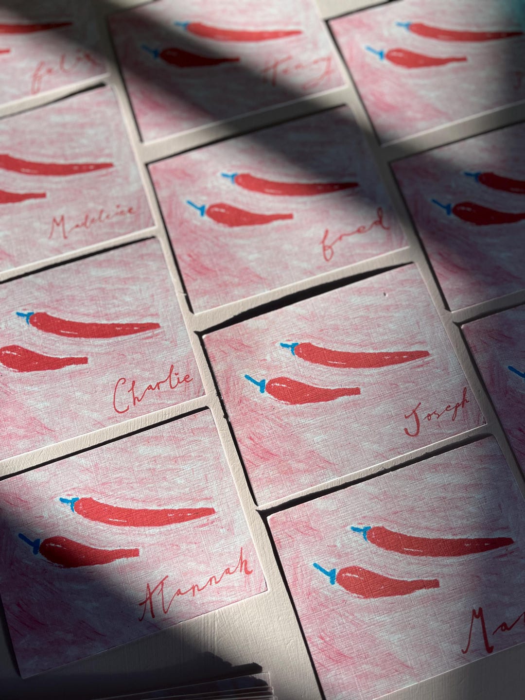 Chilli Place Cards/ Menus | Hand Drawn Illustrations | Fun, Colourful ...