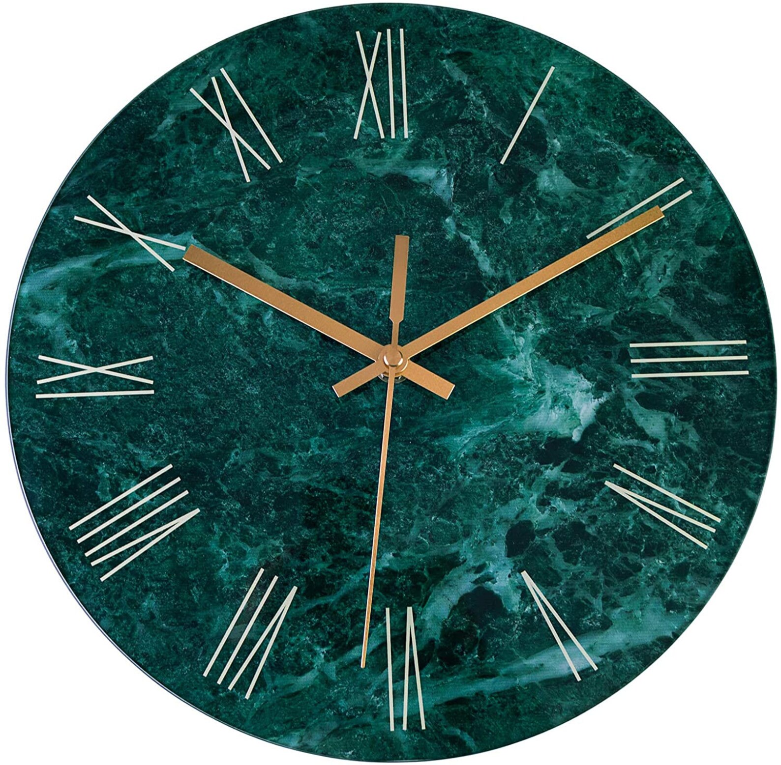 Tempered Glass Wall Clock Marble DesignSilent NonTicking Etsy