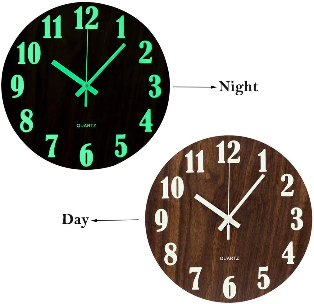 Luminous Clock Wooden Wall Clock Night Light Wall Clock Etsy