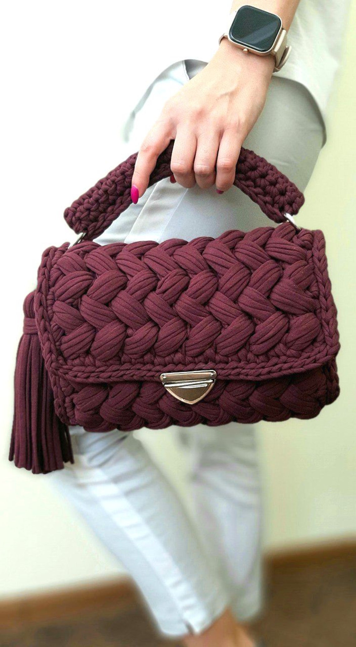 Shoulder bag handmade bag knitted yarn bag Lady's bag Etsy
