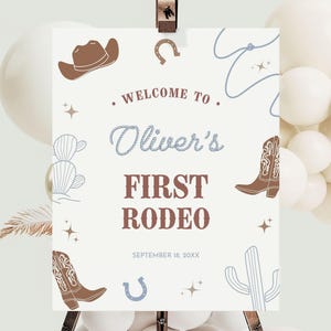 My First Rodeo Birthday Welcome Sign, Cowboy 1st Birthday Party Decor, Boy Western Welcome Poster
