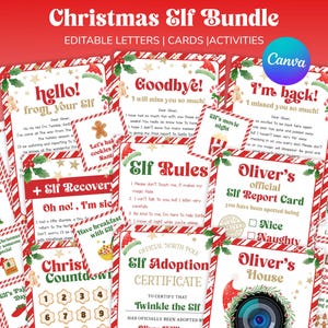 Elf Letter Bundle Editable, Printable Elf Kit, Canva Templates