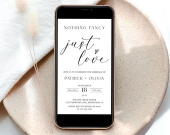 Casual Wedding Text Message Invite Editable, Nothing Fancy Minimalist Evite, Canva