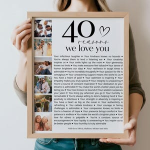 40 motivi per cui ti amiamo Poster con modello di immagini, regalo di compleanno 40° stampabile per lui o lei, modificabile, decorazione personalizzata per il 40° compleanno
