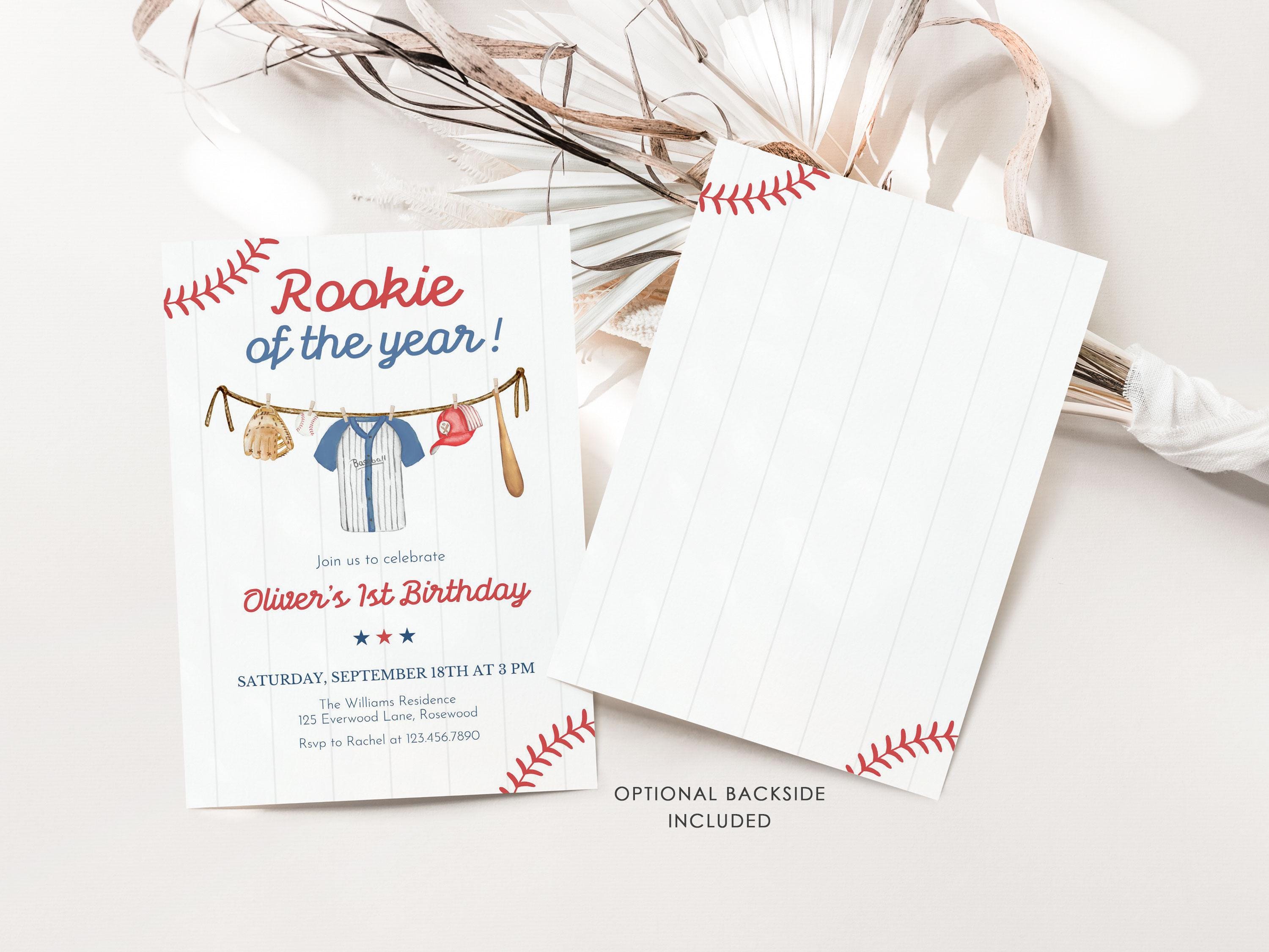 Rookie of the Year Birthday Invitation Editable Baseball 1st Birthday ...