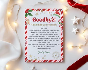 Elf Goodbye Letter Editable, Elf Farewell Card Printable, Canva Template