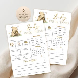 Classic Pooh Baby Vorschläge und Ratschlagkarten, druckbare Andenken, sofort herunterladbare PDF-Datei