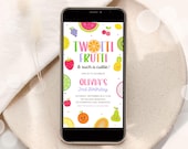 Twotti Frutti 2nd Birthday Invitation, Girl Birthday Evite (Canva Template)