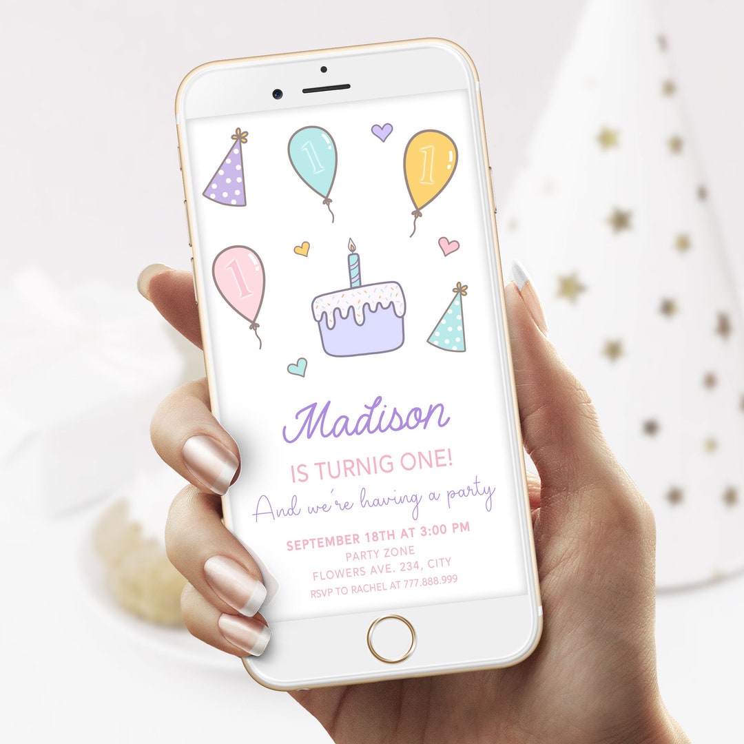 Text Message Invitation Template Girl Birthday Any Age Modern Pastel Text Message Invitation Template Girl Birthday Any Age Modern Pastel
