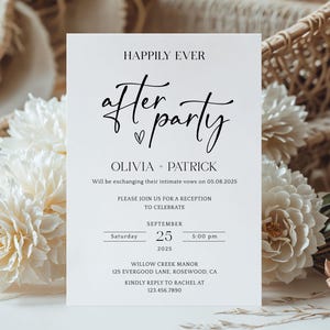 Happily Ever After Party Invitation, Minimalist Wedding Reception Invite, Printable or Digital ...