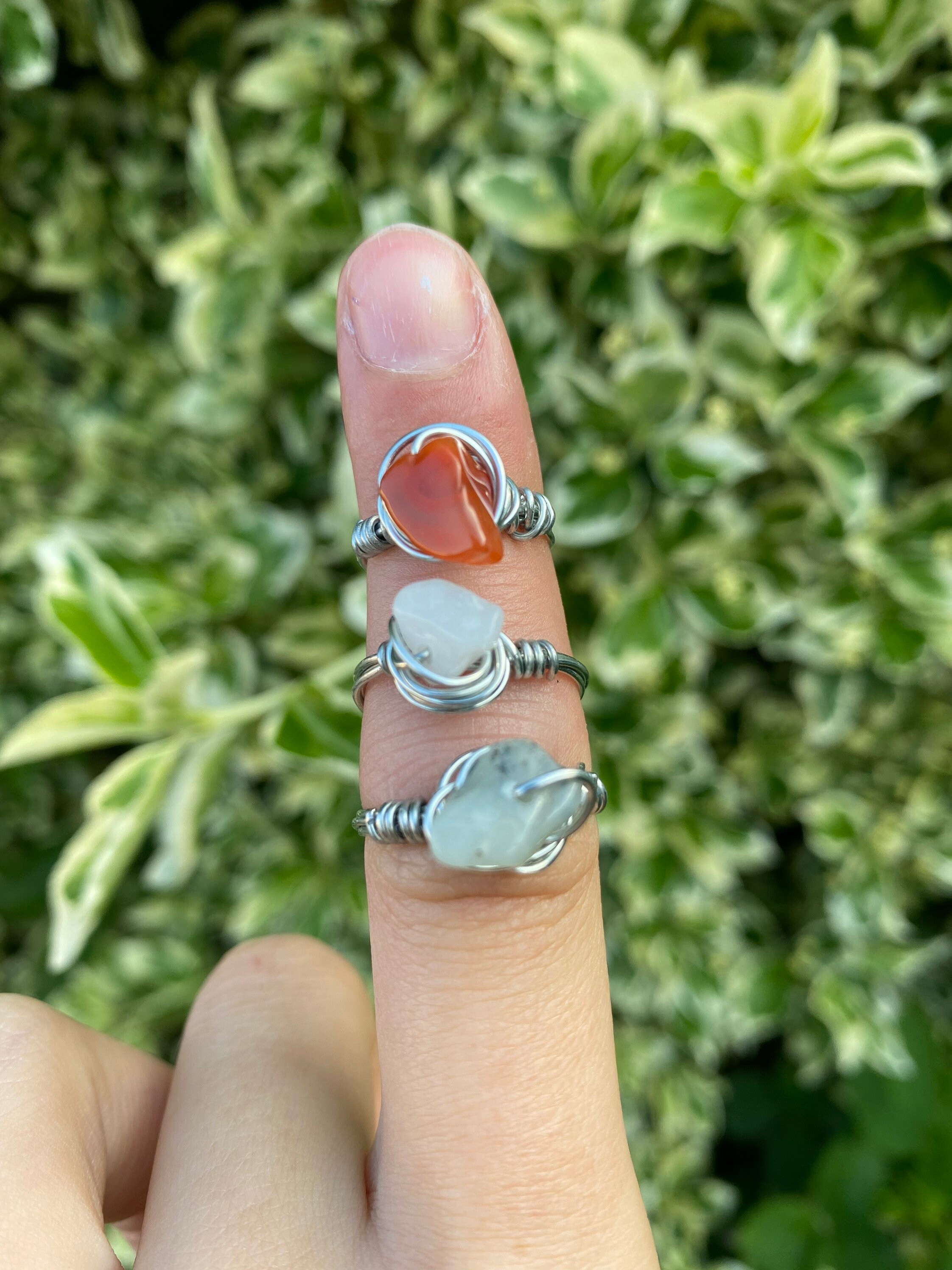 Wire wrapped crystal ring