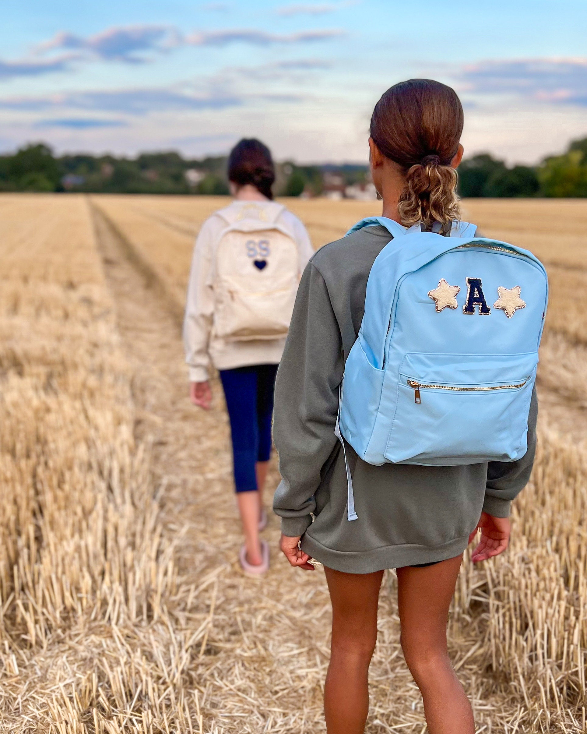 Nylon Rucksack with Sewn On Glitter Chenille Patches