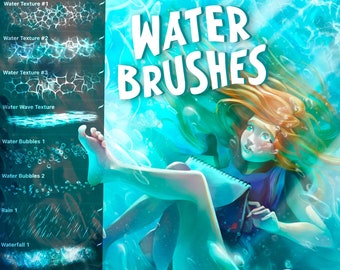 Water Brushpack 30+ (Brush rain, Waterfall, Bubbles, Textures, Water and so on)