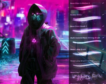 Cyberpunk Neon Brushes Set for Procreate