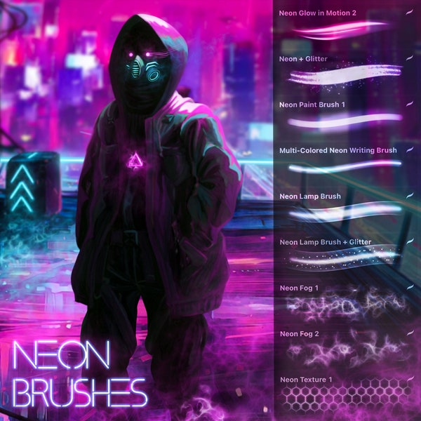 Cyberpunk Neon Brushes Set for Procreate