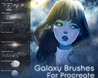 Galaxy Brushes for Procreate (Space brushes, Stars brushes, Meteorite brushes, Asteroid brushes and so on)