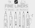 70+ Fine Liner Brush Set for Procreate: Micron, Stipple, Pattern Brushes, inking and lineart product logo