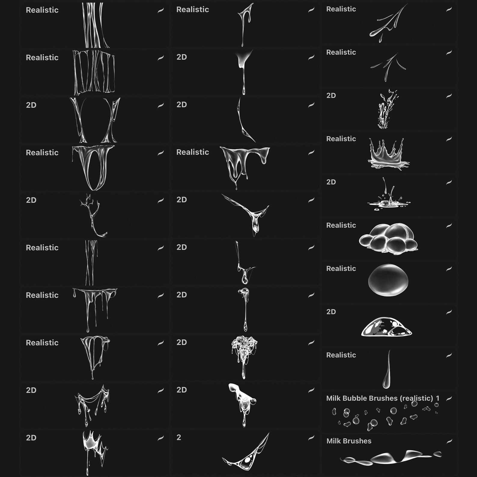 Milk Brushes for Procreate realistic 2D 2 Etsy