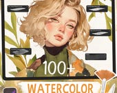 100 Realistic Watercolor Brushes for Procreate – Paper and Canvas Textures, Wet Watercolor Stamps