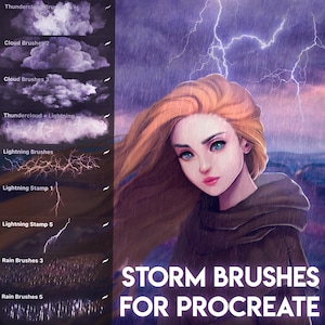 Storm Brushes for Procreate (Rain, Lightning, Clouds, Puddles)