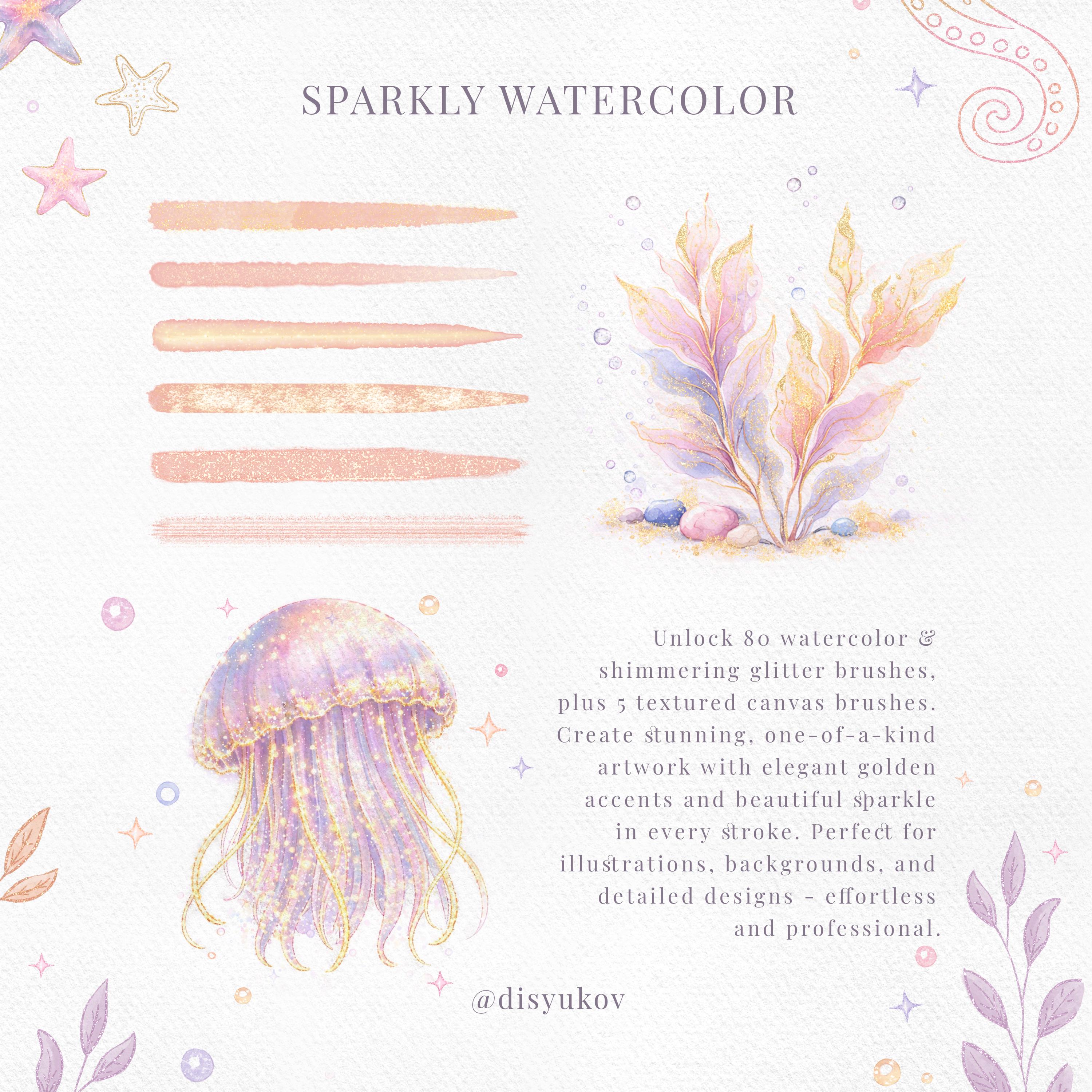 Sparkly Watercolor Procreate Brushes – Glitter, Metallic, Paper ...