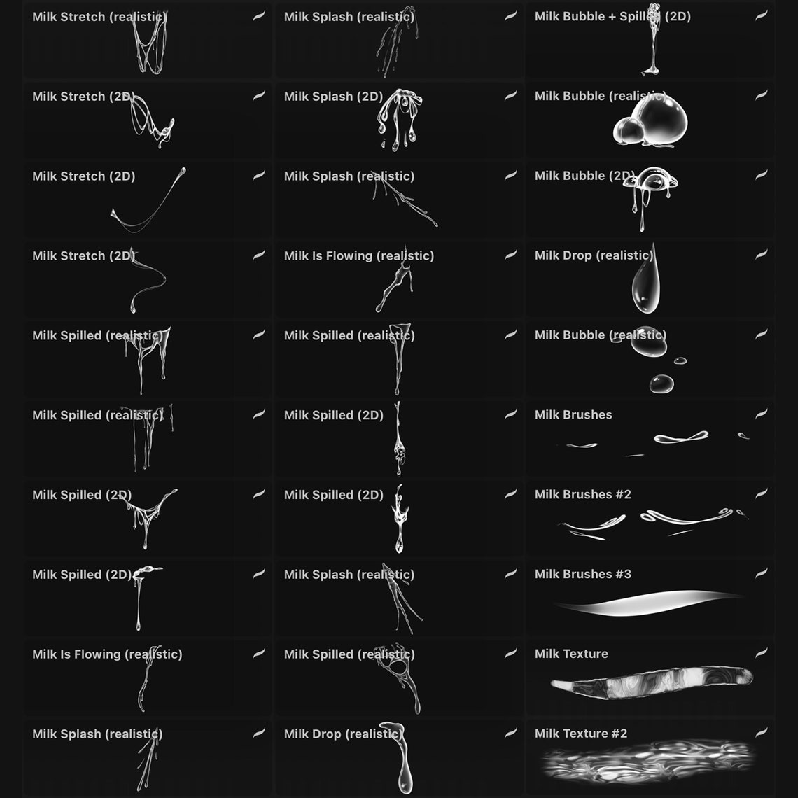 Milk Brushes for Procreate realistic 2D Etsy