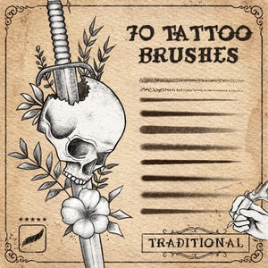 70 Procreate Tattoo Brushes – Stipple Shader, Traditional Tattoo Brushes, Dotwork & Shading Set for Procreate