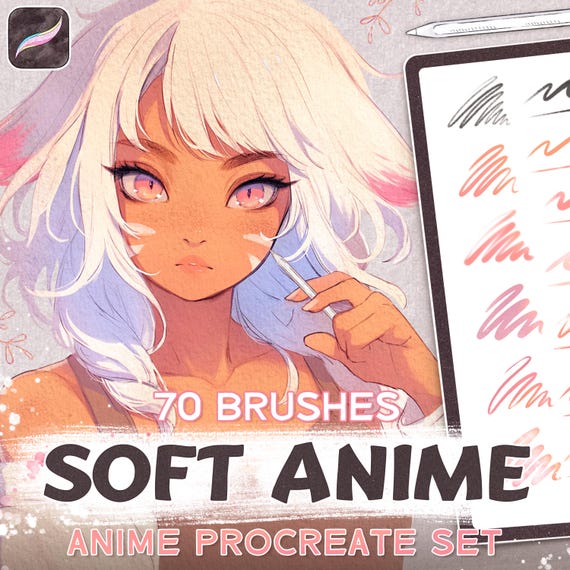 70+ Anime Soft Style Brushes for Procreate, Marker & Paper Texture